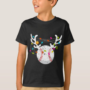 Weihnachtsbeleuchtung Baseball Ball Funny Xmas T-Shirt