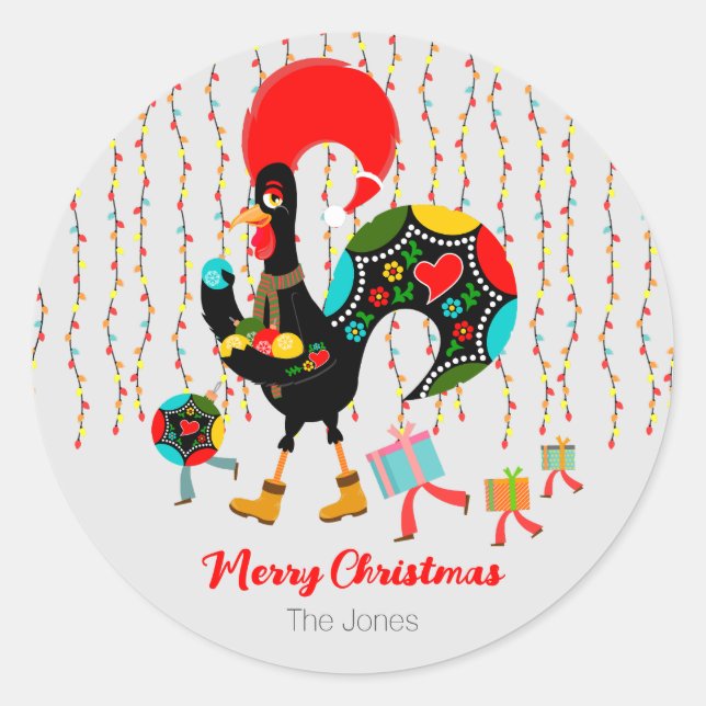 Weihnachtsbeleuchtung, Baubel, Geschenke und Raste Runder Aufkleber (Vorderseite)