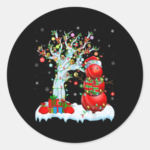 Weihnachtsbeleuchtung Baum Lustiger Schneemann Cri Runder Aufkleber