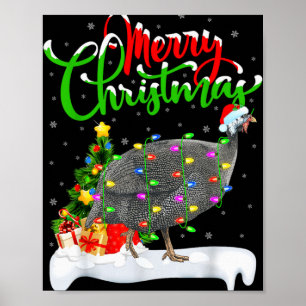 Weihnachtsbeleuchtung Baum Santa Perlhuhn Vogel Fr Poster