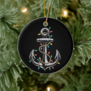 Weihnachtsbeleuchtung Bootfahren Segeln Kreuzfahrt Keramik Ornament