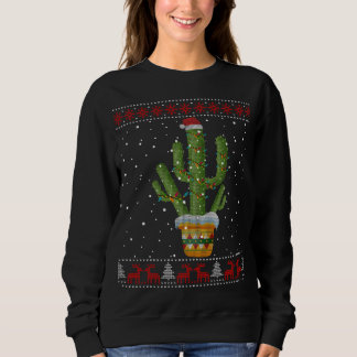 Weihnachtsbeleuchtung Cactus Lover Funny Xmas Ugly Sweatshirt