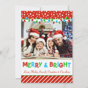 Weihnachtsbeleuchtung Familiengrüße Fotokarte Feiertagskarte