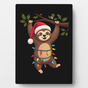 Weihnachtsbeleuchtung Faultier mit Weihnachtsmütze Fotoplatte