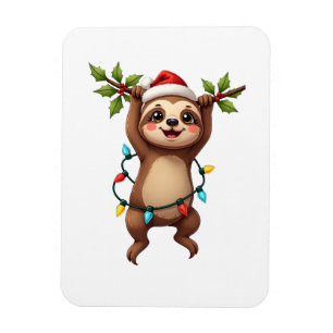 Weihnachtsbeleuchtung Faultier mit Weihnachtsmütze Magnet