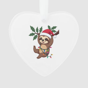 Weihnachtsbeleuchtung Faultier mit Weihnachtsmütze Ornament