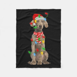 Weihnachtsbeleuchtung Feiertag Santa Weimaraner Hu Fleecedecke