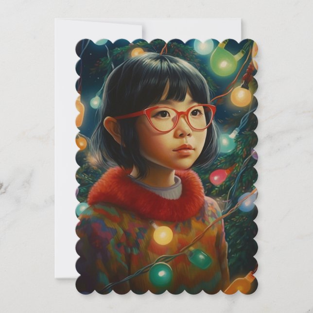 Weihnachtsbeleuchtung Feiertagskarte (Vorderseite)