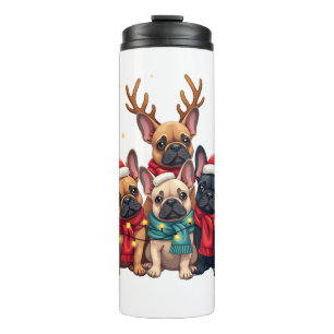 Weihnachtsbeleuchtung Französische Bulldoggen Xmas Thermosbecher