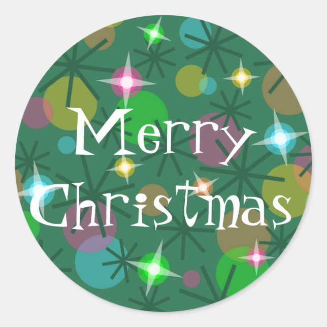 Weihnachtsbeleuchtung "Frohe Weihnachten" Aufklebe Runder Aufkleber (Vorderseite)