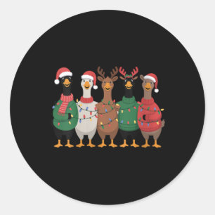 Weihnachtsbeleuchtung Gans Santa Lustiger Weihnach Runder Aufkleber