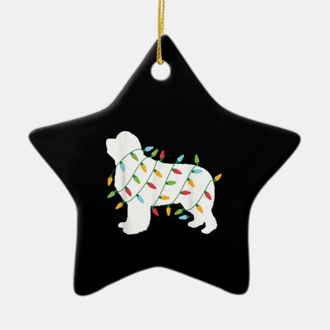 Weihnachtsbeleuchtung - Geschenke für Neufundland  Keramik Ornament (Vorne)