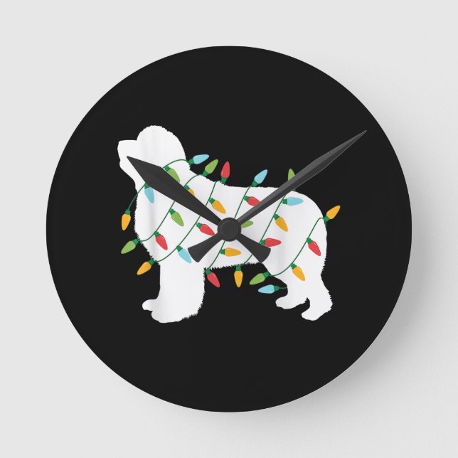 Weihnachtsbeleuchtung - Geschenke für Neufundland  Runde Wanduhr (Vorderseite)