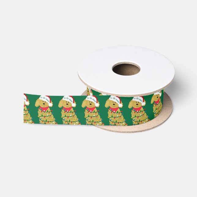 Weihnachtsbeleuchtung Goldendoodle Satinband (Spule)