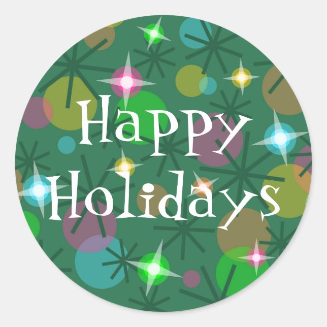 Weihnachtsbeleuchtung 'Happ Holidays' Aufkleber ru (Vorderseite)