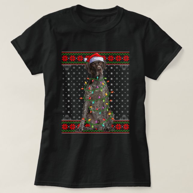 Weihnachtsbeleuchtung hässlich deutsch Kurzhahn T-Shirt (Design vorne)