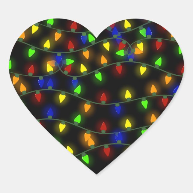 Weihnachtsbeleuchtung Herz-Aufkleber (Vorderseite)