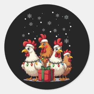 Weihnachtsbeleuchtung Huhn Weihnachtsmann Lustiger Runder Aufkleber