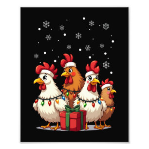 Weihnachtsbeleuchtung Huhn Weihnachtsmann Lustiges Fotodruck