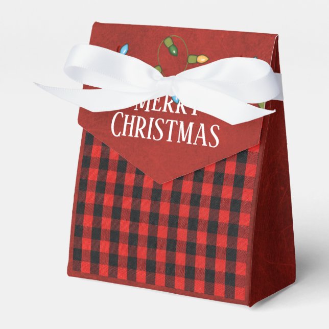 Weihnachtsbeleuchtung kariert geschenkschachtel (Vorderseite)
