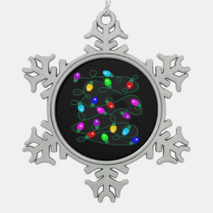 Weihnachtsbeleuchtung - Lasst uns die Lichter leuc Schneeflocken Zinn-Ornament