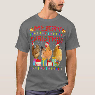 Weihnachtsbeleuchtung Merry Xmas Chicken Funny T-Shirt