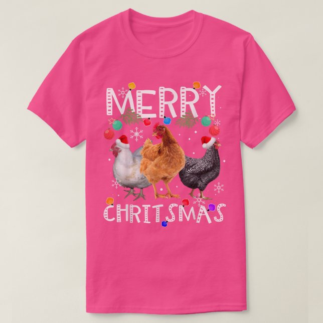 Weihnachtsbeleuchtung Merry Xmas Hühnchen T-Shirt (Design vorne)