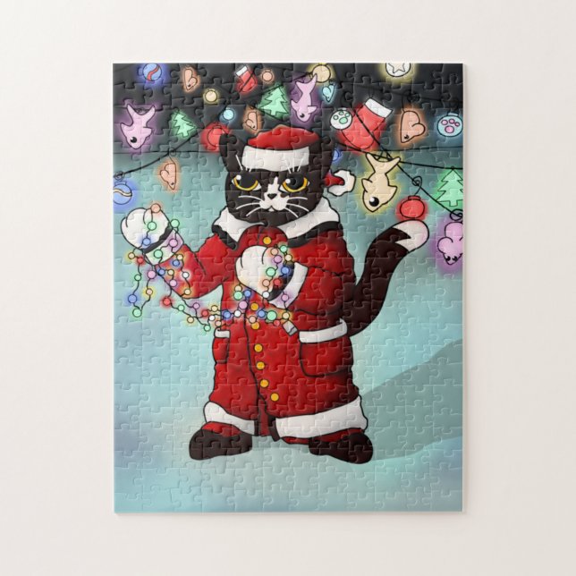 Weihnachtsbeleuchtung Niedlich Tuxedo Cat (Vertikal)