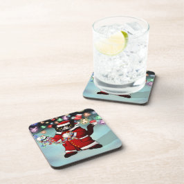 Weihnachtsbeleuchtung Niedlich Tuxedo Cat Getränkeuntersetzer