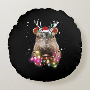 Weihnachtsbeleuchtung Nilpferd Fiona Hippopotamus  Rundes Kissen