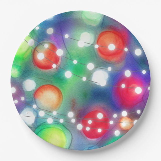 Weihnachtsbeleuchtung Pappteller (Vorderseite)