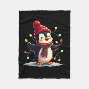 Weihnachtsbeleuchtung Pinguin mit Weihnachtslattpi Fleecedecke