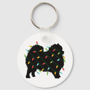 Weihnachtsbeleuchtung Pomeranian Süßes Geschenk fü Schlüsselanhänger