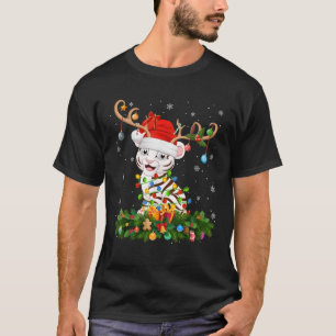 Weihnachtsbeleuchtung Rentier Santa Hut Weißer Tig T-Shirt