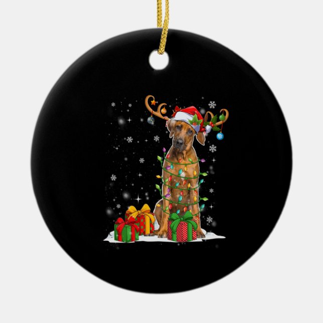 Weihnachtsbeleuchtung Rhodesian Ridgeback Dog Keramik Ornament (Vorne)
