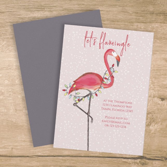 Weihnachtsbeleuchtung Rosa Flamingo Einladung (Von Creator hochgeladen)