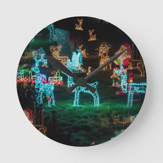 Weihnachtsbeleuchtung Runde Wanduhr (Vorderseite)