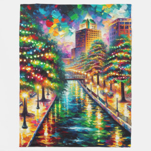 "Weihnachtsbeleuchtung: San Antonio Riverwalk" Fleecedecke