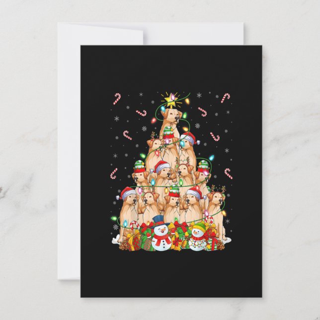 Weihnachtsbeleuchtung Santa Golden Retriever Dog W Einladung (Vorderseite)