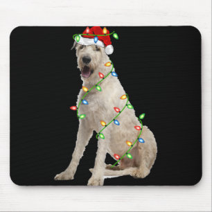 Weihnachtsbeleuchtung Santa Hut Irischer Wolfshund Mousepad