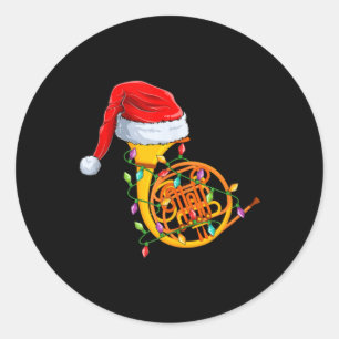 Weihnachtsbeleuchtung Santa Hut Musikalisch Franzö Runder Aufkleber
