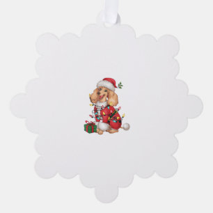 Weihnachtsbeleuchtung Santa Poodle Hund Weihnachte Ornament Karte