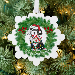 Weihnachtsbeleuchtung Sheepadoodle Schneeflocke Ornament Karte