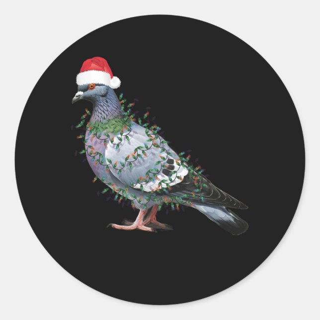Weihnachtsbeleuchtung Taube mit Weihnachtsbrille W Runder Aufkleber (Vorderseite)