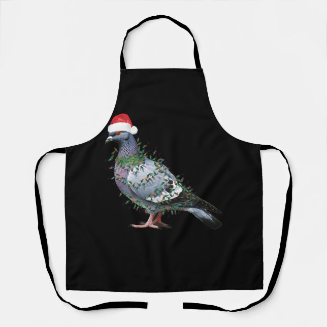 Weihnachtsbeleuchtung Taube mit Weihnachtsbrille W Schürze (Vorderseite)
