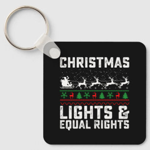 Weihnachtsbeleuchtung und Feministin für gleiche R Schlüsselanhänger