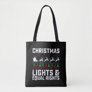 Weihnachtsbeleuchtung und Feministin für gleiche R Tasche