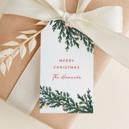 Weihnachtsbeleuchtung und Grüne Geschenkanhänger
