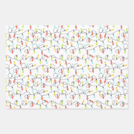 Weihnachtsbeleuchtung Urlaubsmuster Geschenkpapier Set