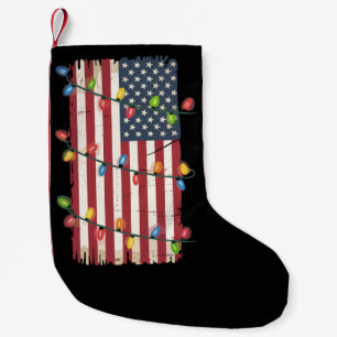 Weihnachtsbeleuchtung USA-Flagge Patriotischer Vet Kleiner Weihnachtsstrumpf